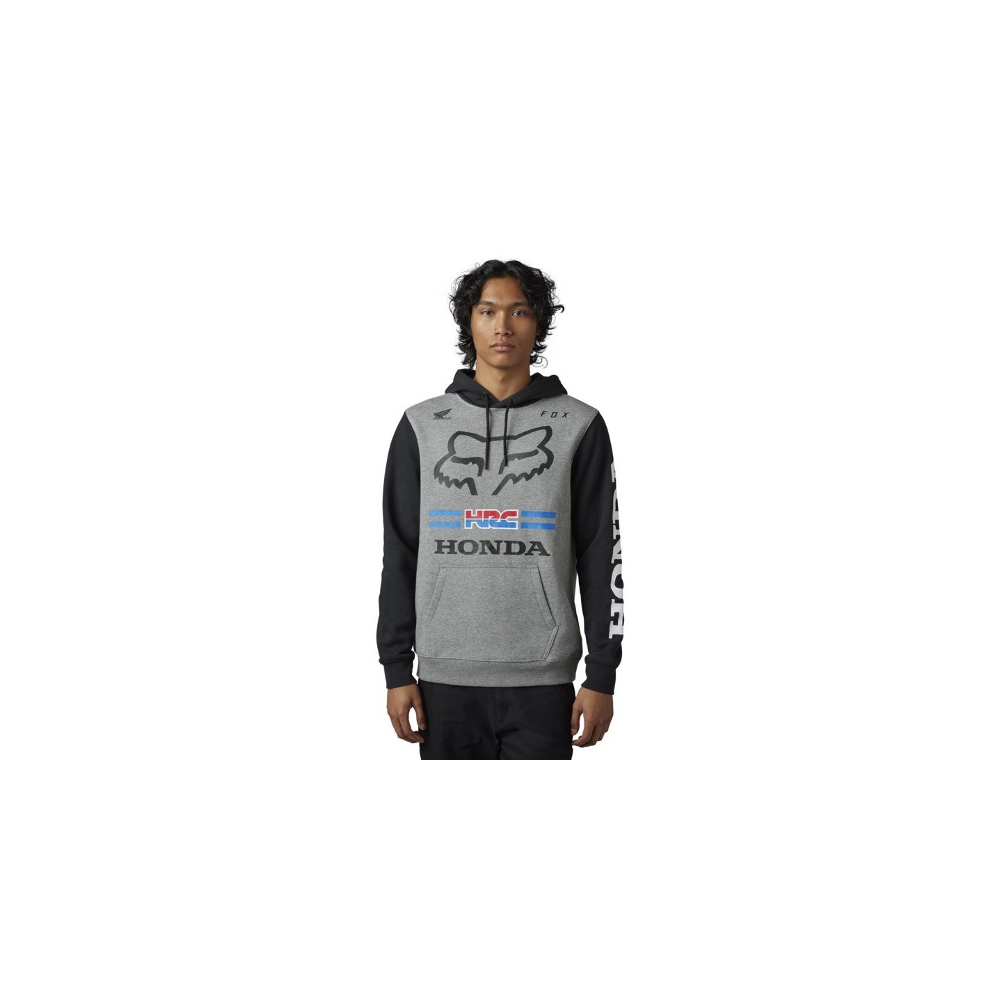 SUDADERA CON CAPUCHA FOX X HONDA GRIS NEGRA | Sudaderas Casual